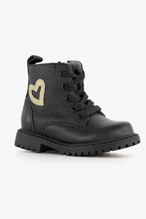 TwoDay Leren meisjes veterboots met hartje