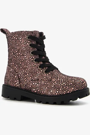 Blue Box Metallic meisjes veterboots met stipjes