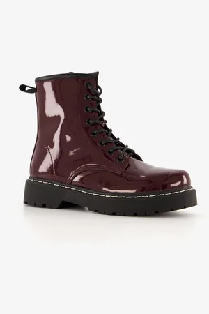 Blue Box Lak dames veterboots Bordeauxrood