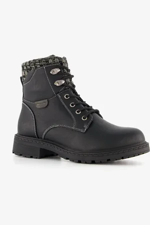 Blue Box Dames veterboots met gebreid detail