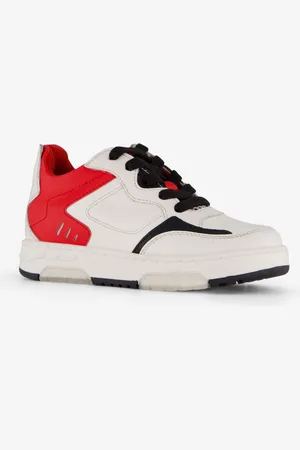 Braqeez Leren jongens sneakers rood