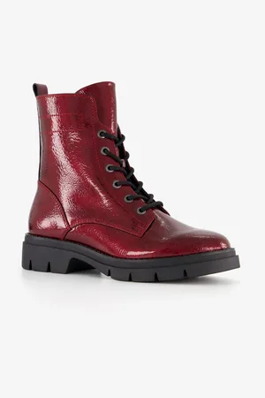 Tamaris Dames lak veterboots bordeauxrood