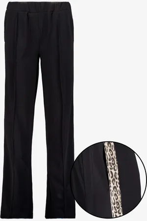 TwoDay Wide leg broek met bies en luipaard