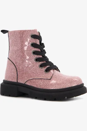 TwoDay Leren meisjes veterboots glitters