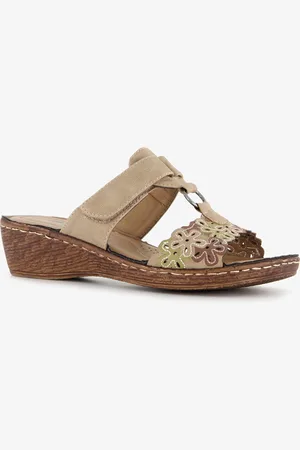 Natuform Dames slippers met sleehak taupe