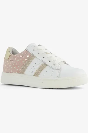 TwoDay Leren meisjes sneakers met gouden hartjes