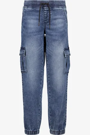 UNSIGNED Jongens denim cargo jeans donkerblauw