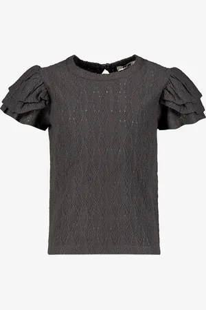 My Way Meisjes broderie shirt met pofmouwen