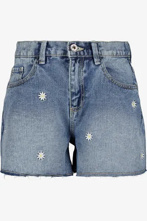 TwoDay Meisjes denim short met madeliefjes