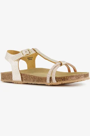 Groot Leren meisjes sandalen met glittersteentjes