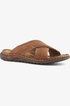 Van Beers Leren heren slippers bruin