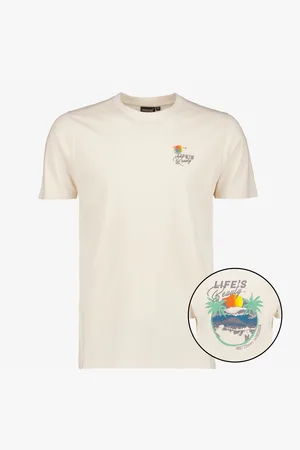 UNSIGNED Heren T-shirt met backprint beige