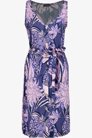 TwoDay Dames jurk mouwloos met bloemenprint paars