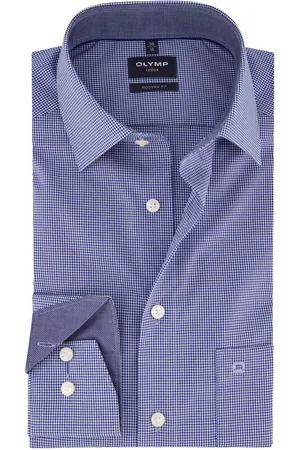 Olymp Luxor modern fit overhemd vichy navy