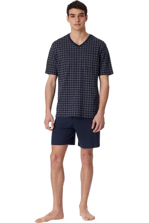 Schiesser Dark Sapphire shortama ruitmotief