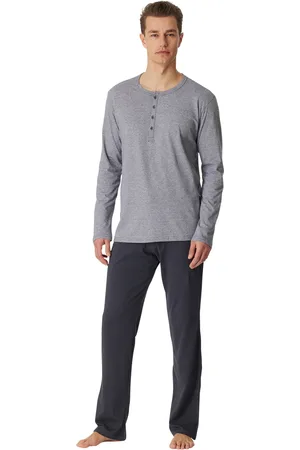 Schiesser Pyjama selected! premium inspiration blauwgrijs gestreept