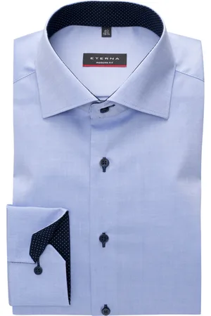 ETERNA Sleeve 7 overhemd navy knopen