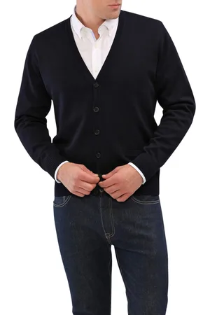 Maerz Herenvest marineblauw merino met zakken