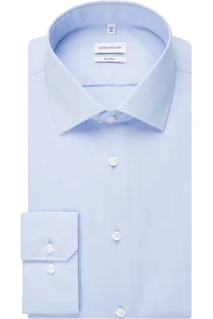 Seidensticker Overhemd light blue witte knoop Shaped
