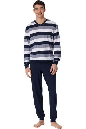 Schiesser Dark Sapphire herenpyjama streepmotief