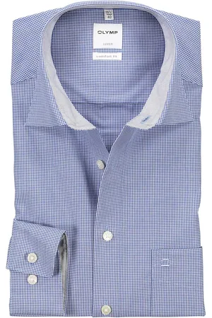 Olymp Comfort fit overhemd subtiel ruitje navy