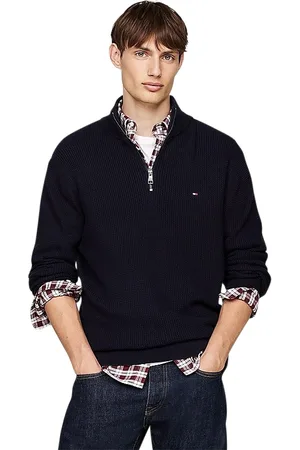 Tommy Hilfiger Trui half zip effen gebreid