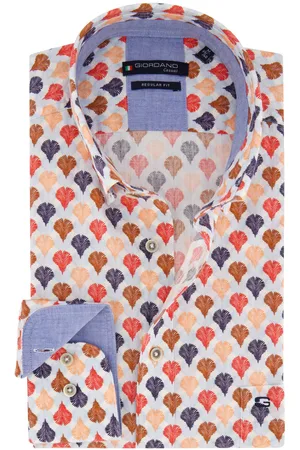 Giordano Casual overhemd wijde fit multicolor geprint katoen
