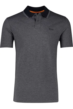 HUGO BOSS BOSS Peoxford new polo normale fit donkergrijs gemêleerd katoen 2-knoops