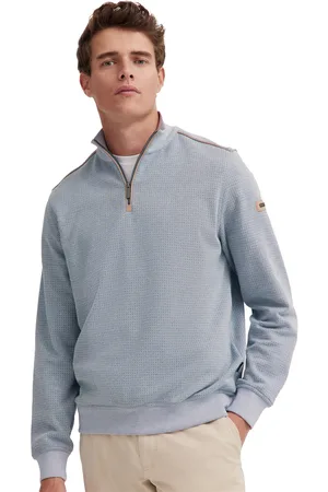 Bugatti Trui half zip effen wijde fit katoen