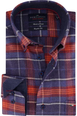 Portofino Overhemd regular fit /rood geruit katoen