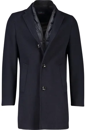 Portofino Winterjas effen rits + knoop normale fit wol