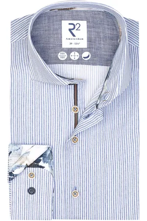 R2 Westbrook Business overhemd slim fit katoen gestreept