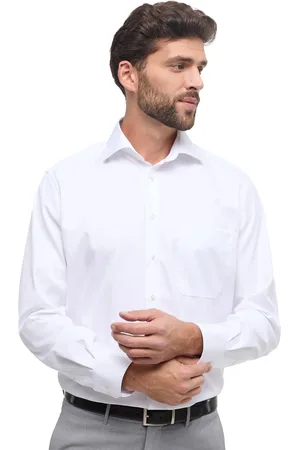 ETERNA Overhemd mouwlengte 7 Comfort Fit wijde fit effen katoen strijkvrij