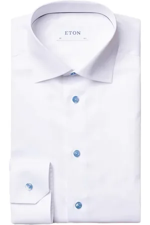 Eton Overhemd lichtblauw knopen signature twill