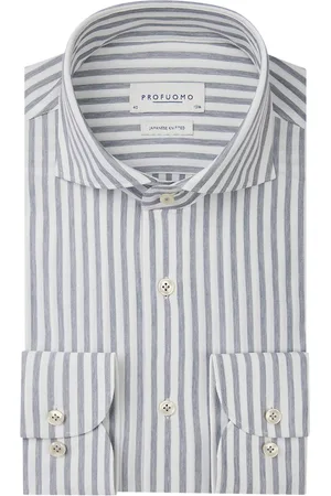 Profuomo Overhemd gestreept Japanese knitted slim fit