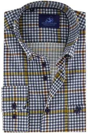 Eden Valley Casual overhemd wijde fit wit geruit