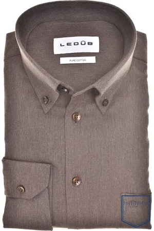 Ledub Overhemd effen button down normale fit