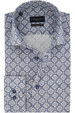 Cavallaro Napoli Geprint Taranto overhemd slim fit katoen
