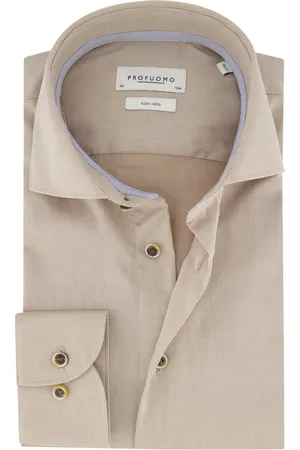 Profuomo Overhemd mouwlengte 7 slim fit gestreept