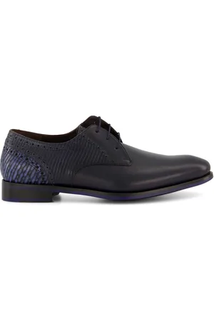 Floris van Bommel Nette schoen navy structuur kalfsleer