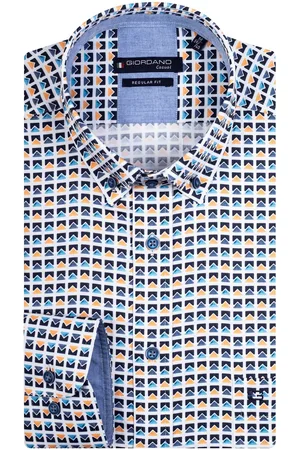 Giordano Casual overhemd wijde fit geprint katoen met borstzak