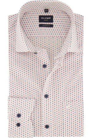 Olymp Overhemd Modern Fit roze blauw print