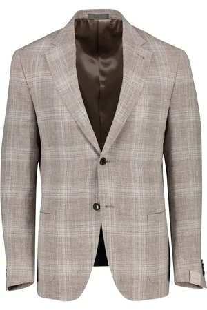 corneliani Geruit normale fit colbert borstzak linnen