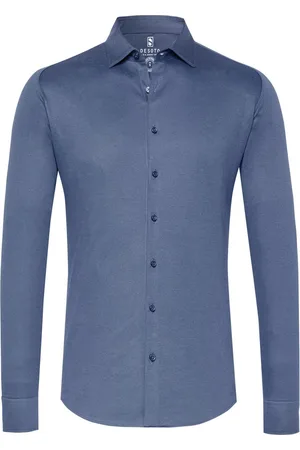 DESOTO Donkerblauw business overhemd slim fit effen katoen