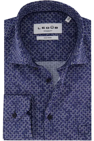 Ledub Overhemd blauw Modern Fit