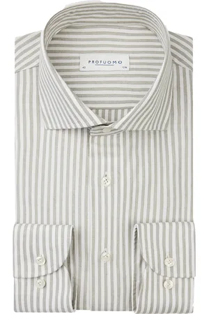 Profuomo Overhemd gestreept katoen slim fit