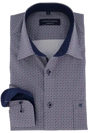 Casa Moda Comfort Fit overhemd donkerblauwe print