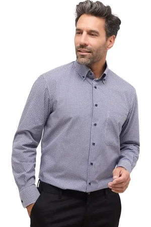 ETERNA Geruit overhemd Comfort Fit katoen strijkvrij