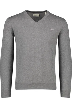 GANT Sweater v-hals effen katoen normale fit