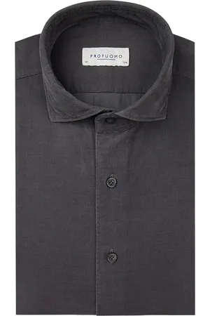 Profuomo Overhemd slim fit antraciet corduroy